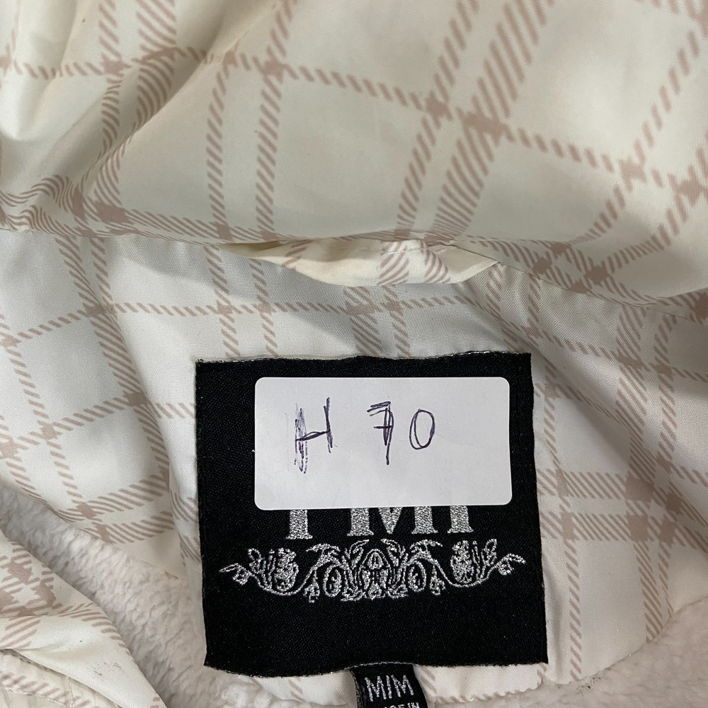 Vintage Y2K YMI Jacket Sz M White Plaid Lined Ribbed Snap Front Hooded Thermal - Picture 9 of 9